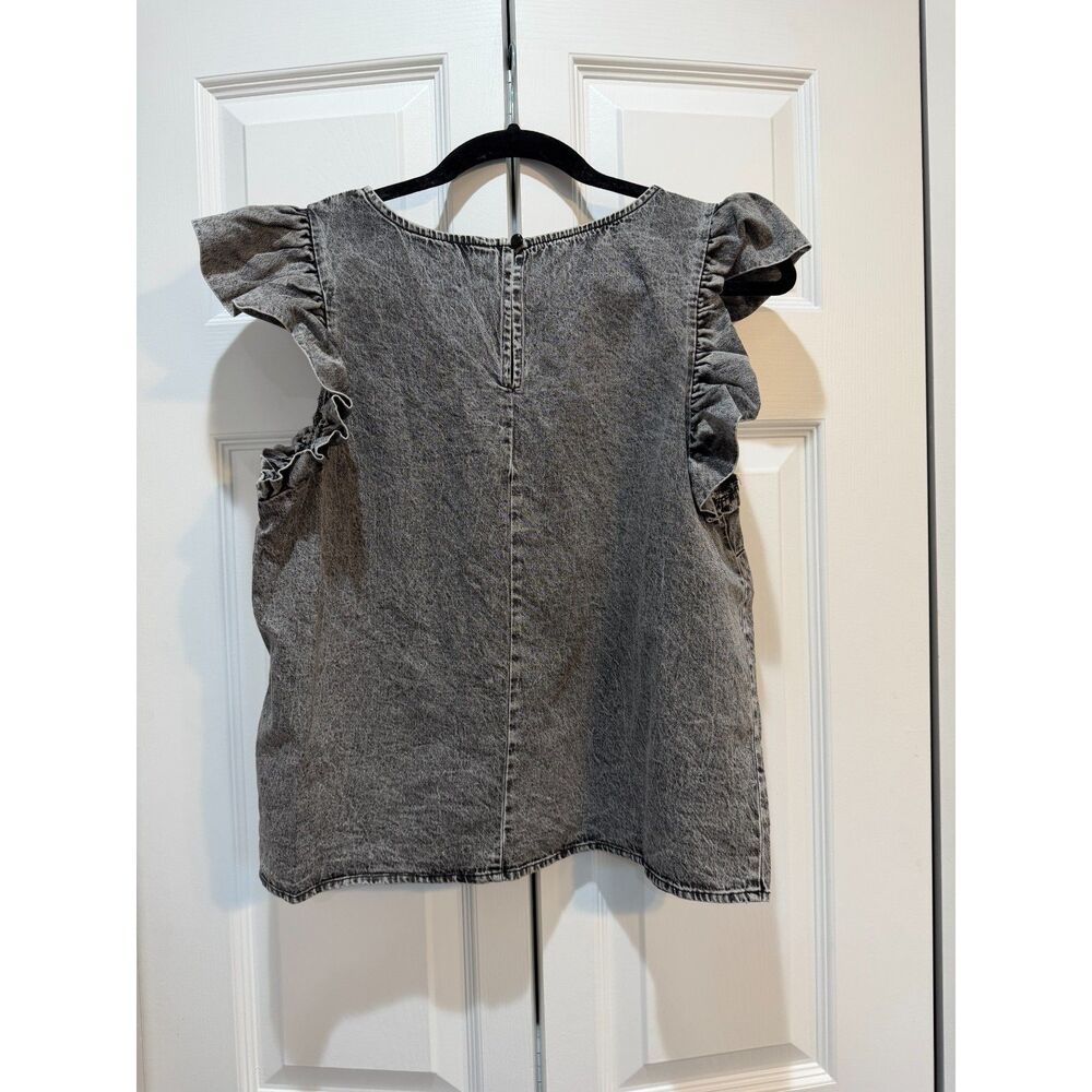 Nanette Lepore Women’s Black Faded Ruffle Flutter Sleeve Top Size Small